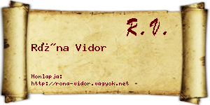 Róna Vidor névjegykártya